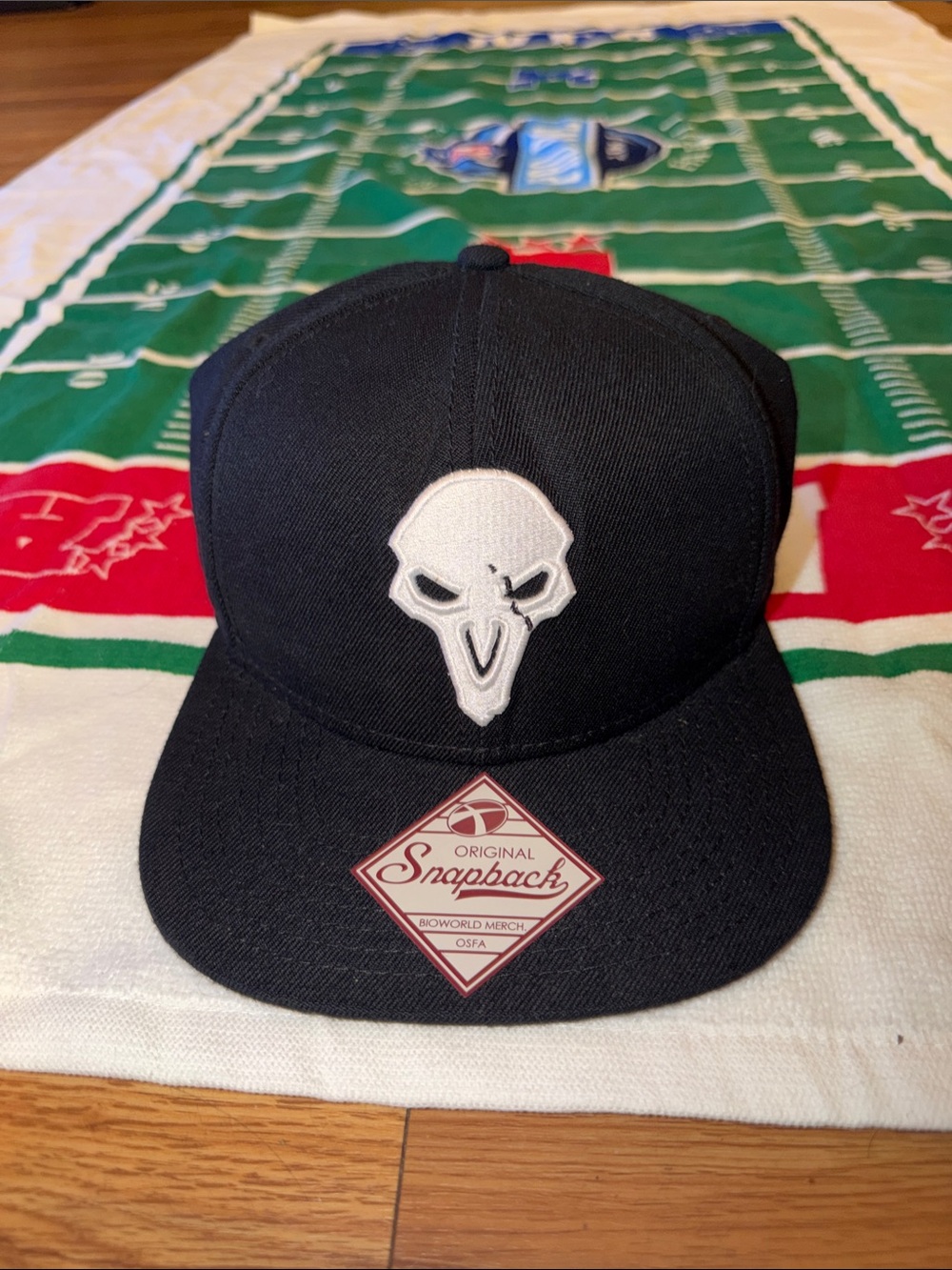 Bioworld Overwatch Reaper Black Snapback Hat with White Skull Logo